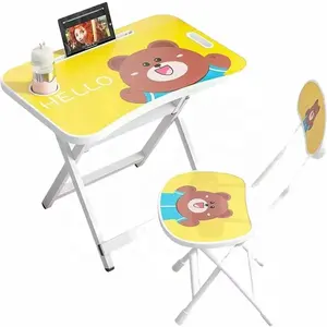 cheap small kids dining table and chair wooden portable folding table and chair set