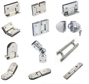 Hot Sale Stainless Steel 304 Adjust Shower Screen Door Pivot Hinge Square Wall to Glass Bathroom Clamp Shower Door hinge