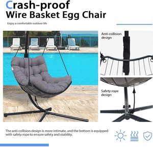 Chaise à œufs suspendue avec support Chaise pivotante d'intérieur Chaise à œufs <span class=keywords><strong>hamac</strong></span> d'extérieur pour patio chambre jardin et <span class=keywords><strong>balcon</strong></span> - Product Image 3