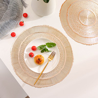 Sets de Table ronds dorés ajourés, tapis de Table lavables et essuyable, ensemble de tapis de Table en vinyle pressé pour dîner d'anniversaire, cuisine
