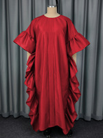 Robe Boubou Africaine Translucide Plissée Unie Décontractée Ample à Manches Cloche, Robe Longue Maxi Volantée Grande Taille pour Femme – Idéale pour l'Été