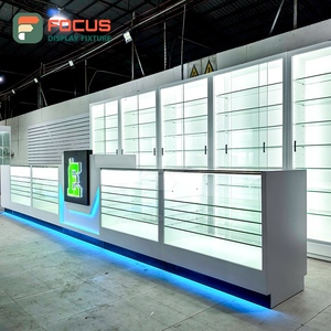 Compact Smoke Shop Display Cabinet Wood Glass Showcase <b>Counter</b> LED Lighting Tobacco Display Cabinet - Product Image 4