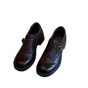 Mocasines de Cuero Genuino Estilo Británico Retro, Zapatos de Cuero con Punta Redonda y Tacón Cuadrado, Diseño con Hebilla de Cinturón - Product Image 5