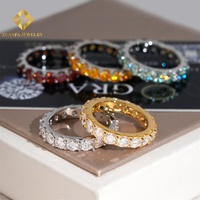 Hete Verkoop Kleur Moissanite 1 Rijen Band Ringen Verguld 925 Sterling Zilveren Eeuwigheid Verlovingsringen Heren