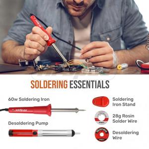 Kit d'outils électroniques de 84 pièces, ensemble de fer à souder avec multimètre et accessoires pour réparation et projets de bricolage - Product Image 4