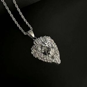 Yunnique – collier avec pendentif tête de Lion Hip Hop, en acier inoxydable, serti de zircone cubique, bijoux cadeau pour hommes - Product Image 3