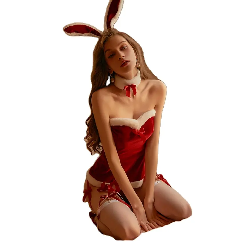 Bossman kadın Cosplay kostümleri rol oynamak kadife tavşan kız elbise Up üniforma iç çamaşırı seti