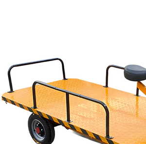 Chariot à plateforme électrique à quatre roues en métal, capacité de 1000 kg, fonctionne sur batterie, chariot de manutention de matériaux d'entrepôt, 48 V, industriel - Product Image 2