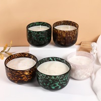 Bougie parfumée en cire de soja artisanale moderne, imprimé léopard, pot en verre pour la décoration de la maison, Diwali, Noël, bougies votives