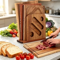 Ensemble de planches à découper en bois d'acacia Book Design, 3 pièces, plateau de service en bois avec support pour la cuisine, les légumes, la viande, les charcuteries