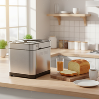 Máquina para Hacer Pan Eléctrica Alemana de 700W con Motor DC, Soporte para Pan Francés, Acero Inoxidable, 3 Ajustes de Crosta, Dispensadores Dobles, Báscula de Precisión