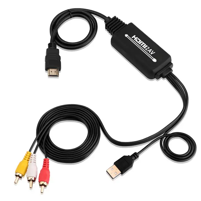 HDMI to RCA Cable Converts Digital HDMI Signal to Analog RCA/AV
