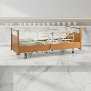 Cama de Hospital con Altura Ajustable, Cabecera y Piecera de Roble Macizo, Superficie de Malla, Frenos y Ruedas Silenciosas - Product Image 3
