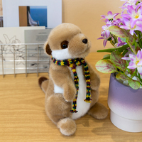 Boneka Mewah Meerkat 23Cm dengan Syal Rajutan Dapat Dilepas Mainan Hewan Realistis Dekorasi Rumah Hadiah Ulang Tahun Pendamping Anak-anak