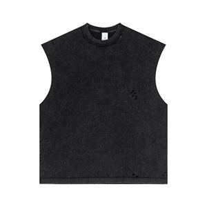 Cutout Streetwear Tank Top 2025 Verano Unisex Algodón desgastado Sin mangas para europeos y americanos - Product Image 1