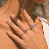 Mode Vêtements Accessoires Couleur Personnalisé Insert Scintillant Zircon Pierre De Naissance Prix De Gros En Acier Inoxydable Anneau