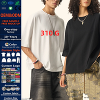 T-shirt en coton épais 310 GSM avec logo personnalisé, coupe ample, style streetwear pour homme, épaules tombantes, t-shirt en coton oversize pour homme