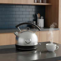 Nouvelle bouilloire électrique sans fil rétro avec thermomètre, arrêt automatique, ébullition rapide, bouilloire en acier inoxydable pour usage domestique |   1,7 L