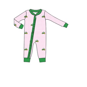 Barboteuse tricotée à fermeture éclair pour bébé fille, motif tracteur, avec volants, vêtements pour enfants - Product Image 5