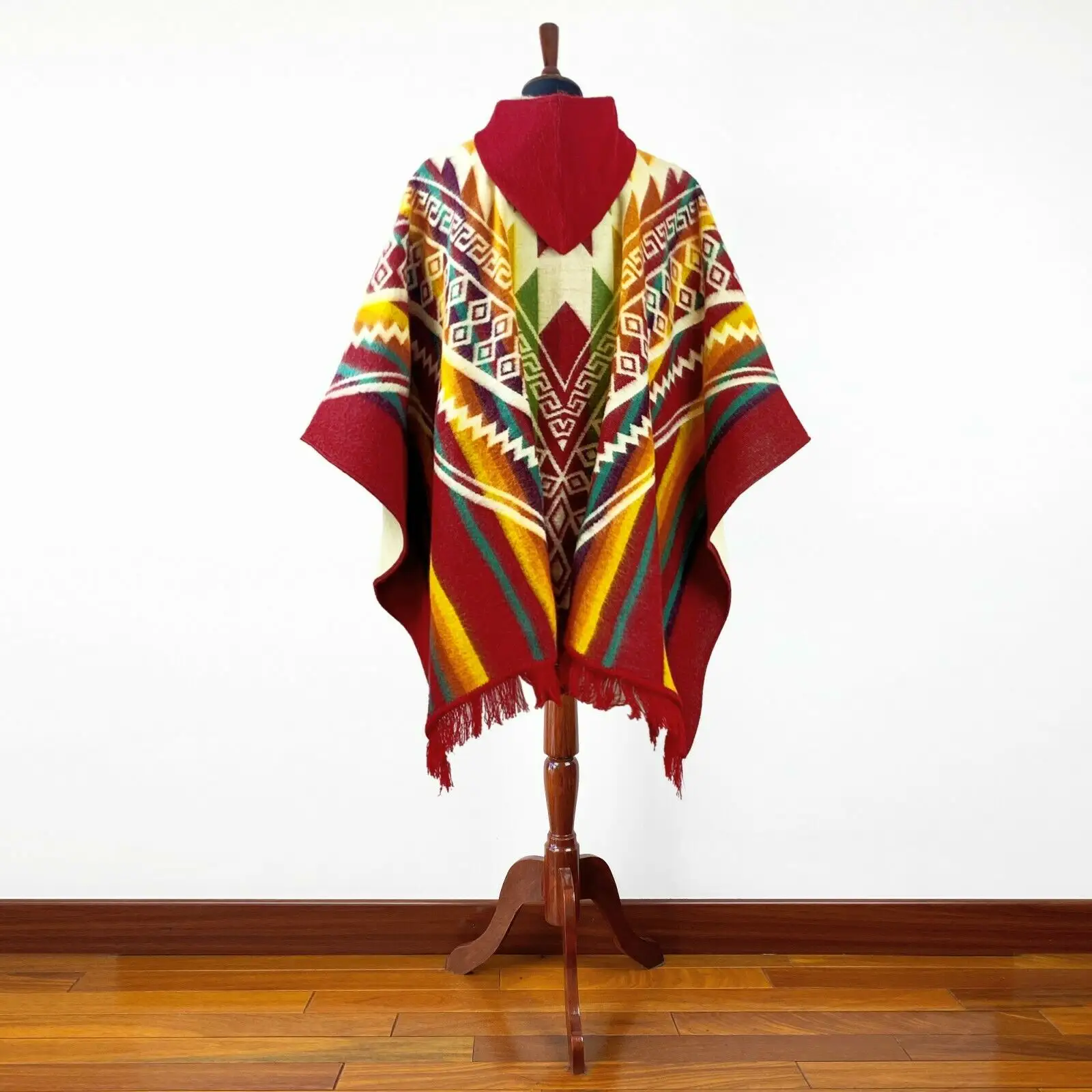 Custom 2023 New Design Western Mexican Alpaca Women Aztec Sweater Poncho Shawl Cape