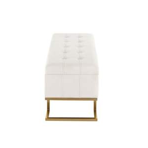 LumiSource DB Midas Banc de rangement en acier doré et velours blanc Mobilier de chambre à coucher contemporain/glamour - Product Image 3