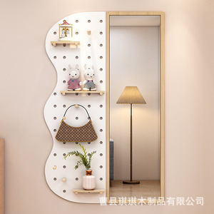 Wall Mounted Sliding Dressing <b>Mirror</b> With Pegboard Full Length Modern Design For Entryway Decorative Use - Product Image 3