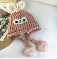 Nouveauté : Bonnet bébé en tricot jacquard personnalisé avec bouton, chapeau amusant en acrylique à motif animal pour enfants, voyage en plein air