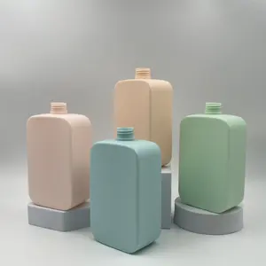 Botellas personalizadas de crema para el cuidado de la piel 300ml 400ml 500ml Botellas cuadradas de plástico Shmapoo con bomba para lavado corporal y embalaje de loción