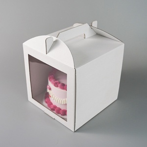 Handle-Equipped Cake Paper <b>Box</b> <b>White</b> Customizable Handle Sturdy Paper <b>Box</b> - Product Image 3