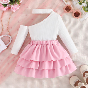 ชุดเด็กผู้หญิงสไตล์เจ้าหญิงหวานแหวว แฟชั่นเสื้อแขนยาวสองชิ้น ชุดกระโปรงจีบประดับโบว์สวยหรู ขายส่งจากโรงงาน - Product Image 2