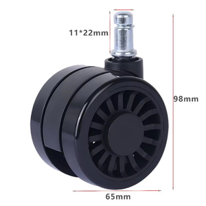 65mm Swivel Brake Casters PU PA Steel Structure 35-40kg Load Modern <b>Replacement</b> <b>Wheels</b> For Office Chair Furniture - Product Image 3