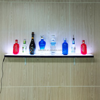 Étagère de présentation de boissons alcoolisées 40 "Flottante murale éclairée par LED Profondeur d'étagère de bouteille d'alcool Profondeur 15cm