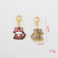Gantungan Kunci Kucing Lucu dengan Lobster Clasp Liontin Bunga untuk Pembuatan Perhiasan, Bunga Enamel Kucing, Aksesoris Perhiasan DIY