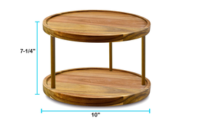 Due livelli legno di Acacia pigro Susan <span class=keywords><strong>Organizer</strong></span> tipo in piedi cucina giradischi mobile per dispensa e tavolo stoviglie spezie di stoccaggio - Product Image 2