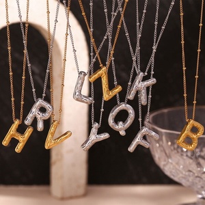 Collar con Colgante de Zirconia con Letras Personalizadas, Moderno, Chapado en Oro de 18K, Acero Inoxidable, Unisex, Conjunto de Joyería para Fiesta - Product Image 2