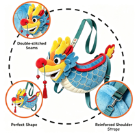 Sac bandoulière en peluche en forme de dragon chinois, sac à dos personnalisé ODM en forme d'animal de dessin animé pour enfants, cadeau de vacances avec service d'échantillonnage rapide