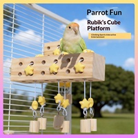 Perchoir pour perroquet en bois de pin, jouet à mâcher en forme de cube pour le ponçage du bec, jouet décoratif en forme d'étoile pour animaux de compagnie