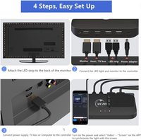 Kit de Tiras de Luces LED Inteligentes Tuya Wifi, Retroiluminación LED Sincronizada con TV 4K, Luz Ambiental para Pantalla de PC, Control por Voz con Integración con Alexa y Google