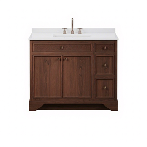 LED <b>Mirror</b> Porcelain Basin Floor Standing Bathroom Cabinet Solid Wood Plywood Antique Vanity Water Resistant Hotel Vietnam - Product Image 1