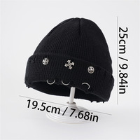 Bonnet d'hiver personnalisé avec logo dessin animé, effet vieilli, broderie 3D, style hip-hop, 100% acrylique, style urbain
