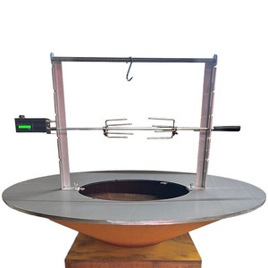 Kit de rôtissoire <span class=keywords><strong>pour</strong></span> barbecue en acier Corten avec <span class=keywords><strong>moteur</strong></span> sans fil, brasero extérieur et système de rôtissage sur braiseur - Product Image 1