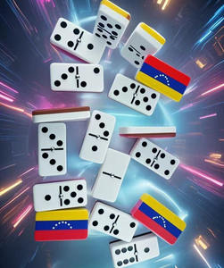 Jeu de dominos double six personnalisé avec drapeau du Venezuela et toupies métalliques - Tuiles de dominos double face pour les soirées de jeux en famille - Product Image 5