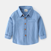 2024 nouveau décontracté Style coréen couleur unie à manches longues garçons chemises vêtements pour enfants bas boutique en ligne agence