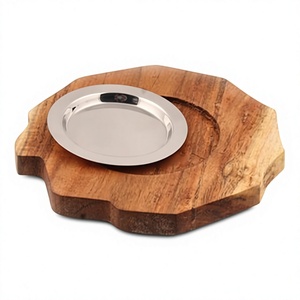 Plateau de service en bois d'acacia, finition huilée naturelle, passe au lave-vaisselle, pour la cuisine, la salle à manger, la table basse, design polyvalent, MOQ - Product Image 1