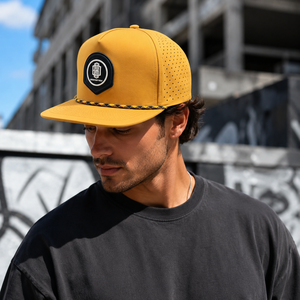 Casquette de golf à cinq panneaux avec patch en silicone, logo personnalisé, haute qualité, faible MOQ, casquette snapback respirante et durable pour homme, idéale pour l'extérieur - Product Image 6