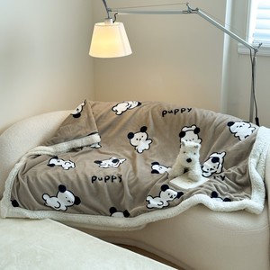 Textile de maison en gros hiver doux canapé-lit couvertures double couche polaire Sherpa personnalisé dessin animé impression chien chiot toutes saisons jeter - Product Image 1