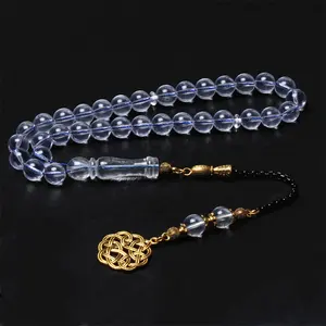 Cuentas de resina transparente para hombre, joyería islámica, Rosario musulmán árabe, azul, turco, 10mm, 33 tasbeeh, cuentas de oración, tesbih tasbih