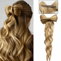 Pince à cheveux sirène demi-attachée avec nœud pour femme, style européen et américain, en fibre résistante à la chaleur, pour cheveux longs bouclés, pince à griffes