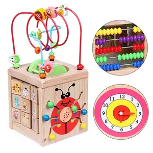 Montessori Games Wooden Toddler Educational Games Multifunctional Education Toys Wooden Activity Cube Preschool Learning Toys