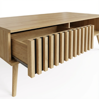 Table basse rectangulaire pour salon, style rustique moderne, bois d'ingénierie durable, pliable avec rangement à tiroirs